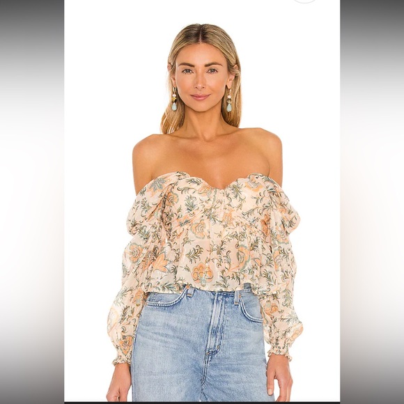 NWT‎ House of Harlow 1960 Women's Burna Blouse in Paisley Floral Print Size Med